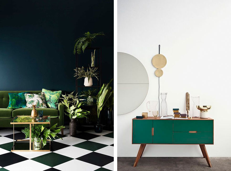 mobiliario de color verde